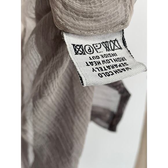 NIGEL PRESTON & KNIGHT Women’s Tan-Black Button-Up Long Sleeve Sheer Top SZ L - Picture 9 of 10